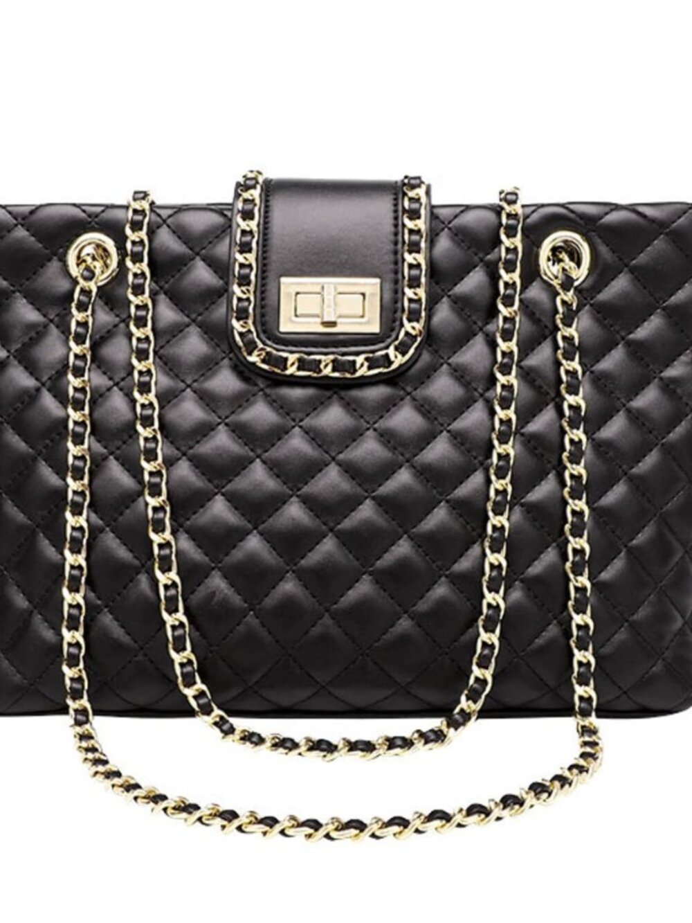 Women Quilted Double Strap Large Tote Bag Shoulder Bag Hobo Tote Handbag